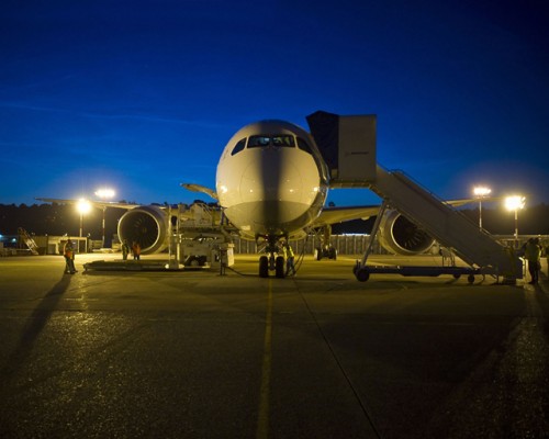 The Boeing 787 flight test airplane ZA002 readied for departure from Boeing Field to Japan on Saturday, July 2. Over the coming days, Boeing and 787 launch customer ANA will conduct an important validation of their readiness for the 787 Dreamliner"s entry into service. Photo by Boeing.