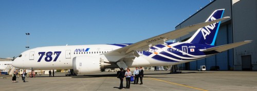 ANA's first Boeing 787 Dreamliner at Paine Field.