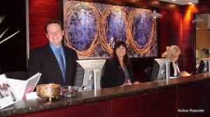 ASBoard8 The front desk is where you get to welcome new passengers and wish others a good flight.