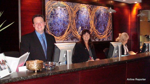 The front desk is where you get to welcome new passengers and wish others a good flight.