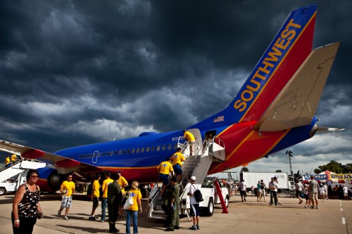 The Southwest Boeing 737 sits at OshKosh 2011.