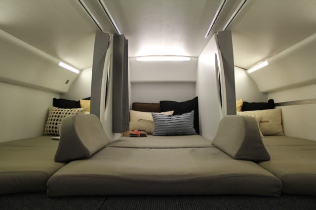 Crew rest area mock up of the 787 Dreamliner. 