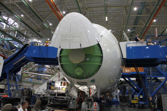 Nose shot of United's first Boeing 787 Dreamliner. It is aircraft #45.