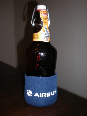 Check out this sweet Airbus Koozie with a French beer