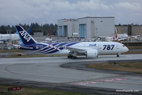JA801A lines up for take off at Paine Field.