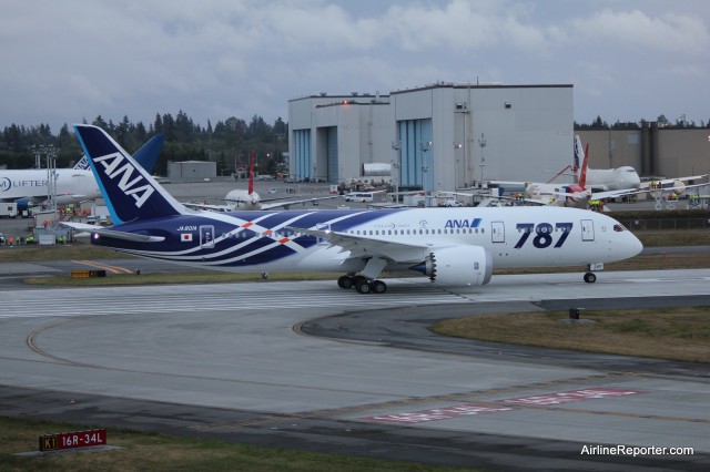 JA801A lines up for take off at Paine Field.