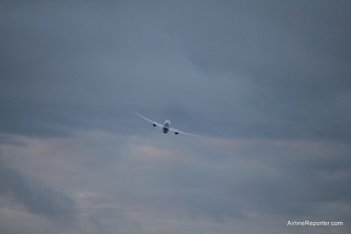 ANA pilots wave the wings as they head off to Japan.