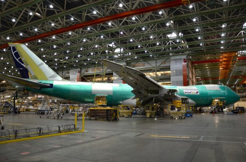 Atlas Air Boeing 747-8F N852GT inside the Boeing Factory.