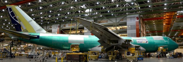 Atlas Air Boeing 747-8F N852GT inside the Boeing Factory.