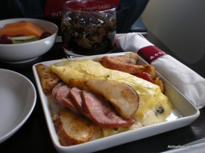 This wonderful meal is what people in economy would get in the "good 'ol days," now you can still find it in first class