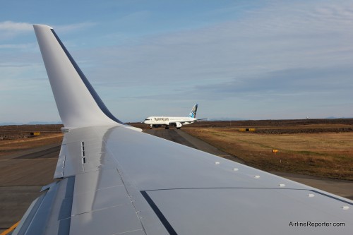 While in Iceland, caught the special Iron Maiden livery on Boeing 757 G-STRX. Click for larger.