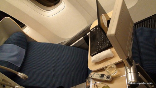 Lots of room to work, sleep and play in ANA's Business Class. Click for larger.