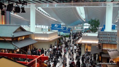 A look down on the new international terminal at Haneda.