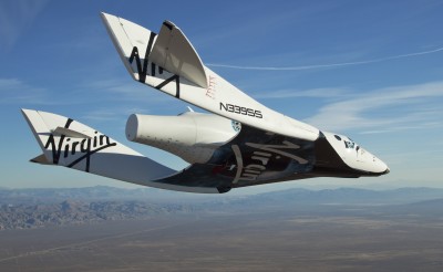 VSS Enterprise glides fantastically back towards Mojave Space Port. Photo by Mark Greenberg
