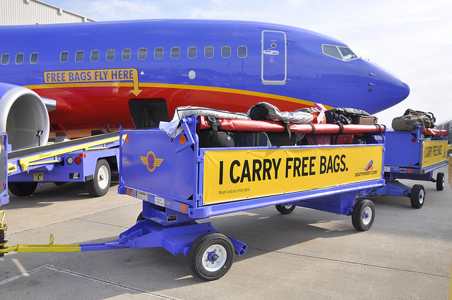 Some of Southwest's "Bags Fly Free" advertising.
