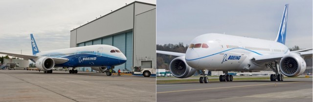 On the left is ZA003 in the old livery and to the left is ZA003 in the new. But why? Both photos from Boeing. 