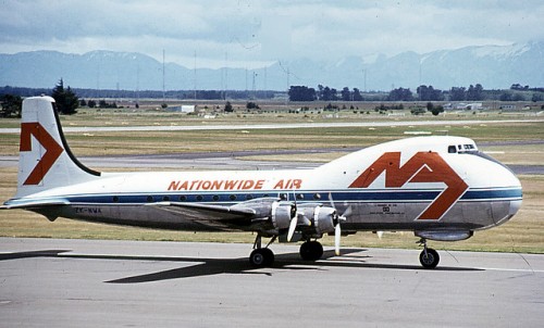 Nationwide Air Aviation Traders Carvair (ZK-NWA) in Christchurch in 1977