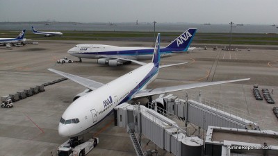 A few Boeing All Nippon Airways aircraft at Haneda Airport.