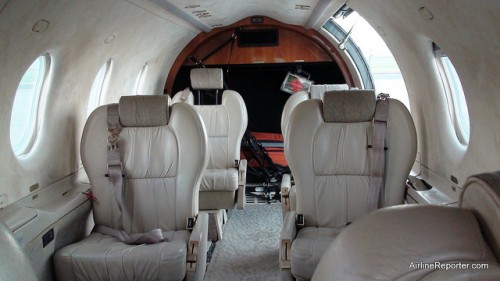 This aircraft was in executive configuration. Yes, that is suave on the walls and ceiling -- classy.