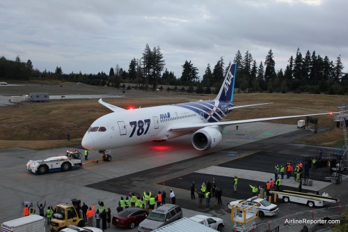 ANA's first Boeing 787 Dreamliner at Paine Field. Soon we will see these at Seattle-Tacoma International Airport.