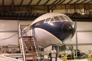 The Comet 4C sticks her nose into the hangar and begging to be checked=