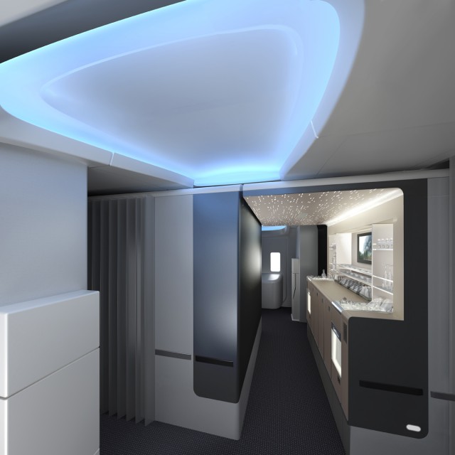 The look of the interior will look more like the 787 versus older 777s. Image from American. 