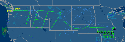 Taken at 9:05PM PST, Flight Aware is back to showing the original flight plan that we haven't seen for a while.