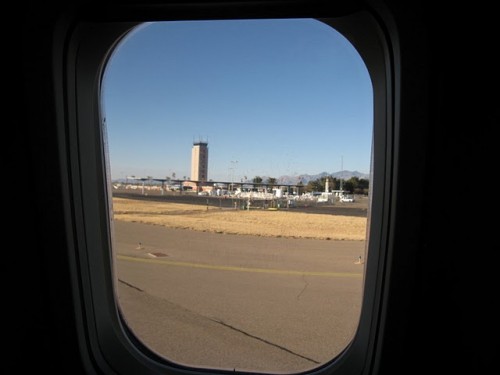 The tower at Tucson's Airport on Alaska Airlines Boeing 737-900