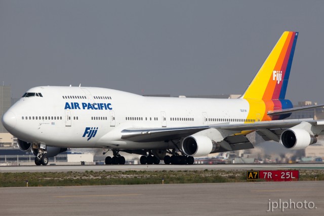 Air Pacific Boeing 747-400 seen at Los Angeles (LAX). 