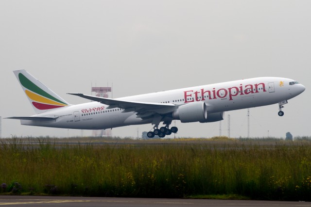 A Boeing 777-200LR takes off from Addis Ababa's Bole International Airport. Photo by Jeremy Dwyer-Lindgren / NYCAviation