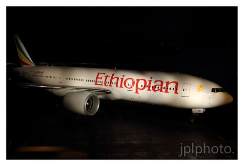 Ethiopian 777-200LR ET-ANN taken at Boeing Field in Seattle.