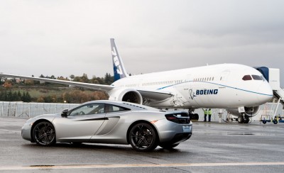 BoeingandCar A Boeing 787 Dreamliner and a 2012 McLaren MP4-12C at Paine Field. Yea, I will take two of each, thanks.