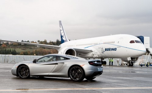A Boeing 787 Dreamliner and a 2012 McLaren MP4-12C at Paine Field. Yea, I will take two of each, thanks.
