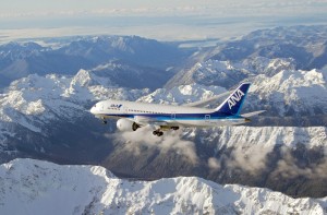 Boeing 787 Dreamliner ZA002 flying high with ANA livery. Photo by Boeing.