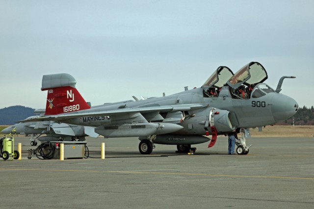 An older EA-6B that is being phased out. Photo by Alex Jossi. 