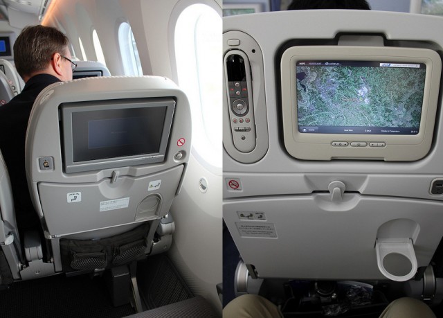 What is more important? Having a larger screen on JAL's 787 (left) or the remote in the seat-back on ANA's (right)?