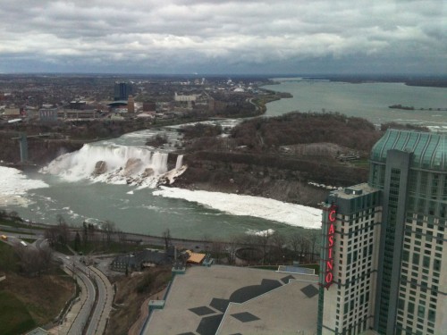 View of Niagara Falls from the hotel -- not too shabby.