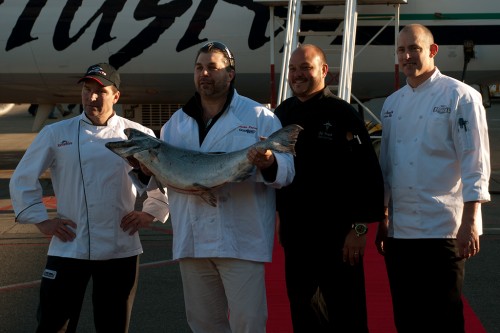 The Chefs are ready to cook up the Salmon.