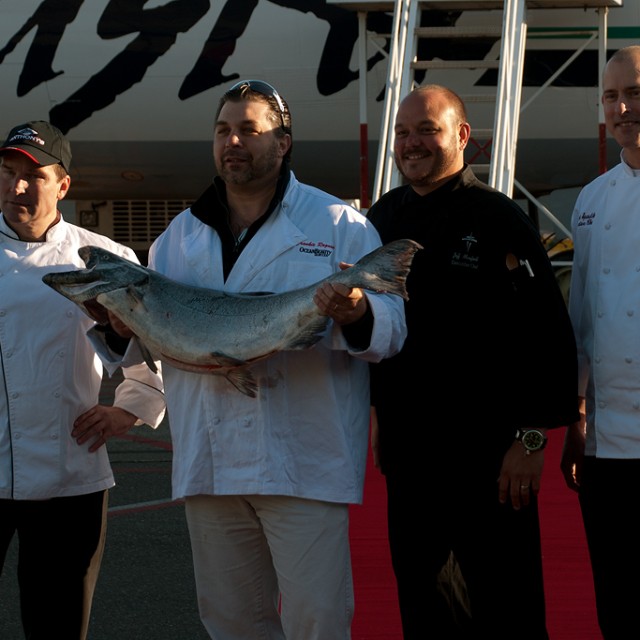 The Chefs are ready to cook up the Salmon.