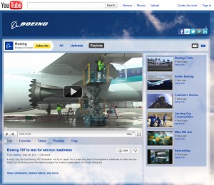 Screen shot of Boeing's new YouTube channel