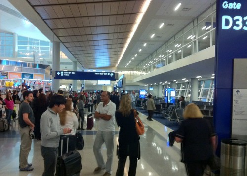 Passengers get away from the window during tornado warnings.