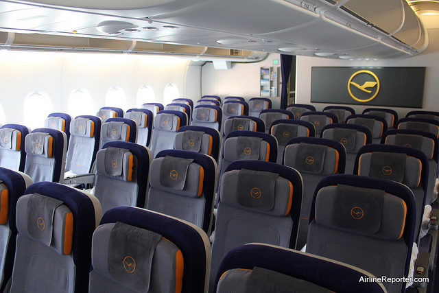 The economy class seats on Lufthansa's A380 look slick and are pretty comfy to boot.