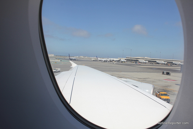While on the upper deck, I took a look at the Airbus A380's massive wing.