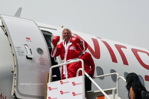 Sir Richard Branson in boxing gear.