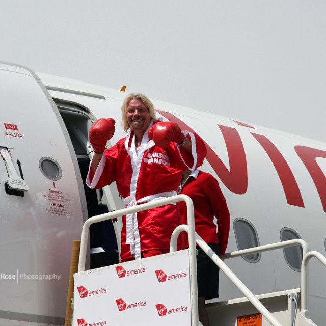 Sir Richard Branson in boxing gear.