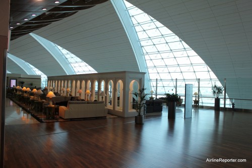 One of the many attractive views in-side Emirates First Class Lounge in Dubai.
