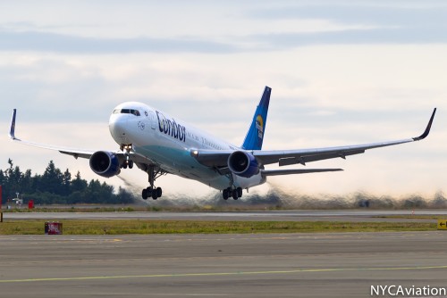 Condor's 767 takes off for Frankfurt.