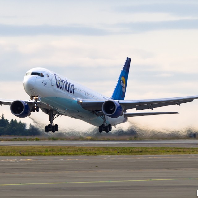 Condor's 767 takes off for Frankfurt.