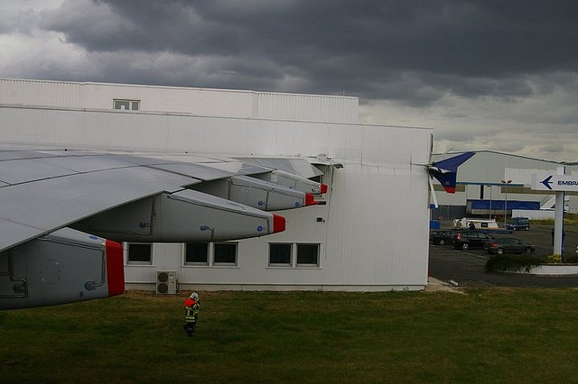 A380 winglet left in building.