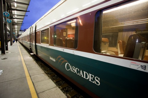 Amtrak Cascades car. Photo by Jeremy Dwyer-Lindgren / NYCAviation.com.